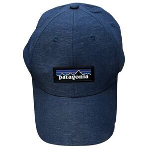 Patagonia Utility Blue P-6 Label Trad Cap Snap Back Hat Hiking Outdoor Cotton